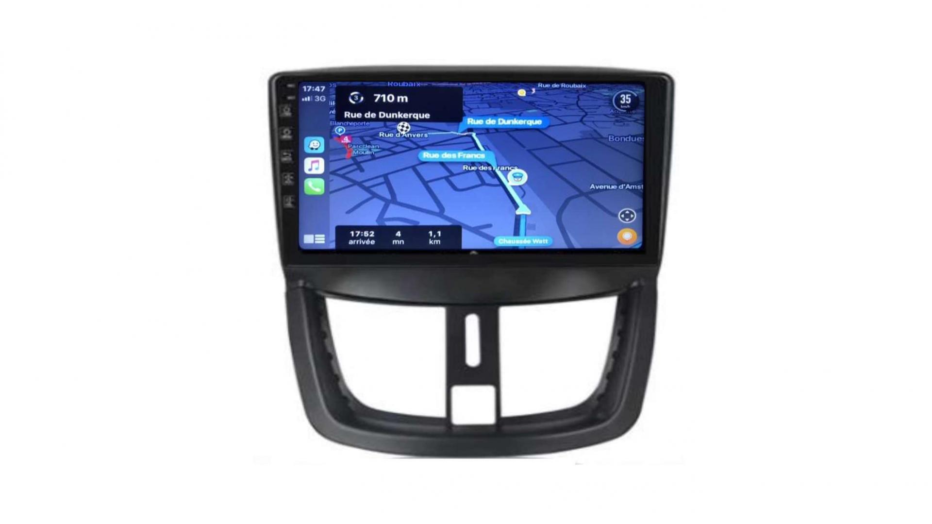 Autoradio full tactile GPS Bluetooth Android & Apple Carplay Peugeot 206+,  207, 207 CC, 207 SW + caméra de recul