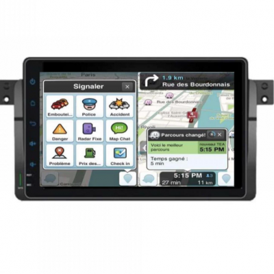 Autoradio full tactile GPS Bluetooth Android & Apple Carplay BMW Série 3 E46 et M3 1998-2007 + caméra de recul