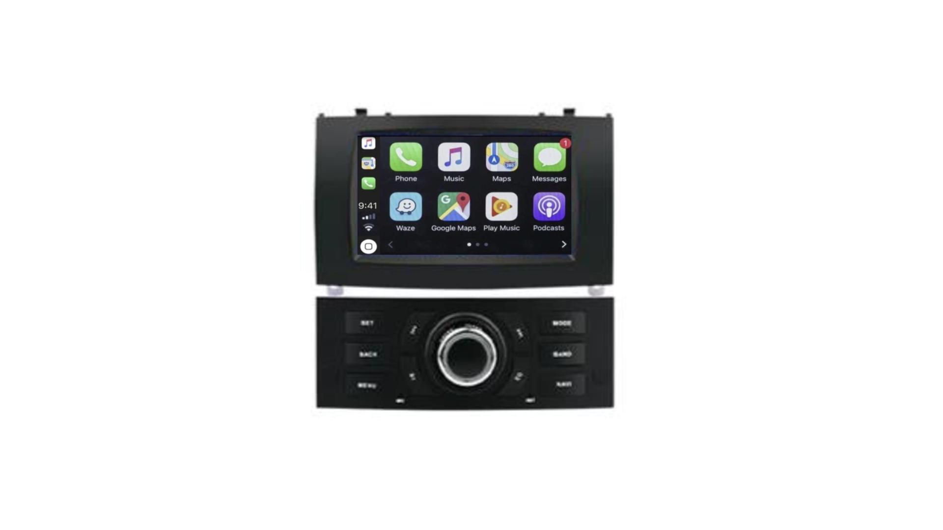 Autoradio noir full tactile gps bluetooth android apple carplay peugeot 407 de 2004 a 2010 camera de recul 01