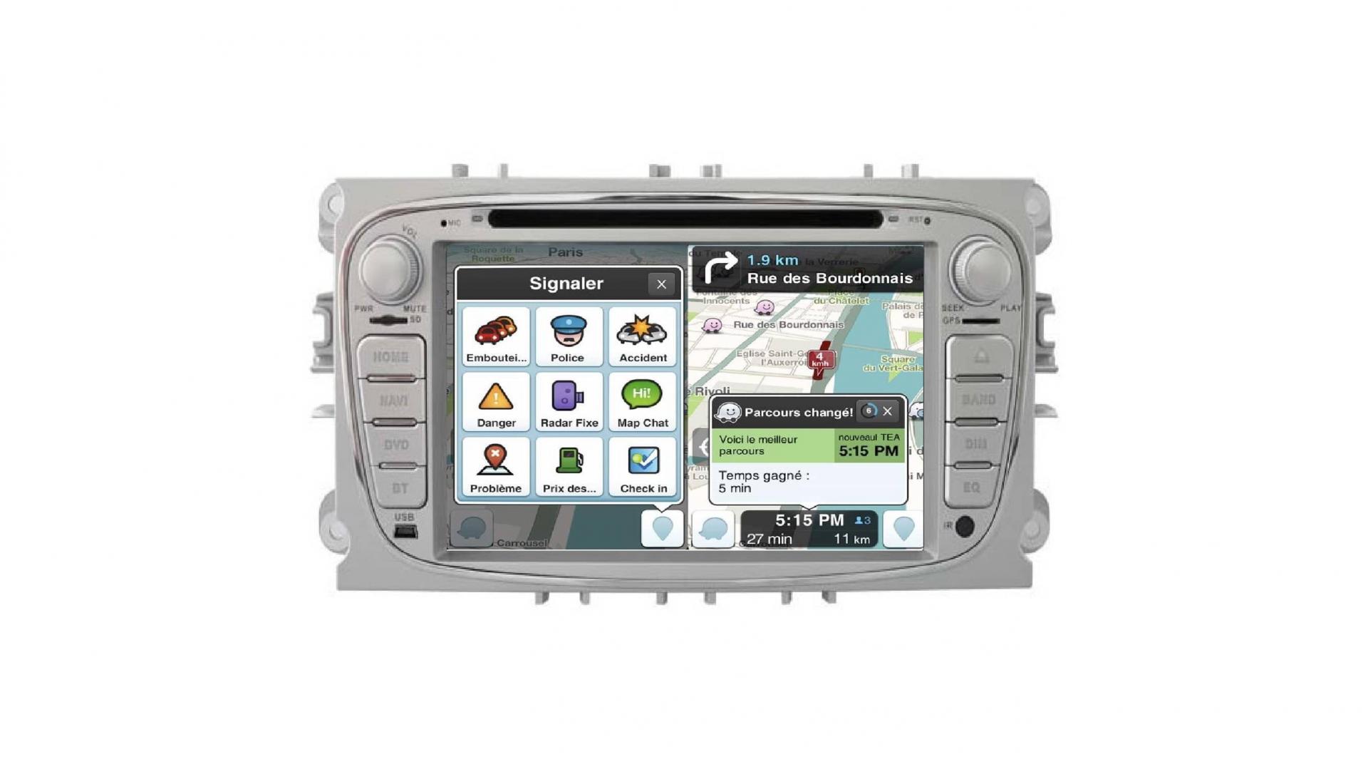 Autoradio tactile GPS Bluetooth Android & Apple Carplay Ford Focus, C-Max,  S-Max Galaxy et Mondeo + caméra de recul