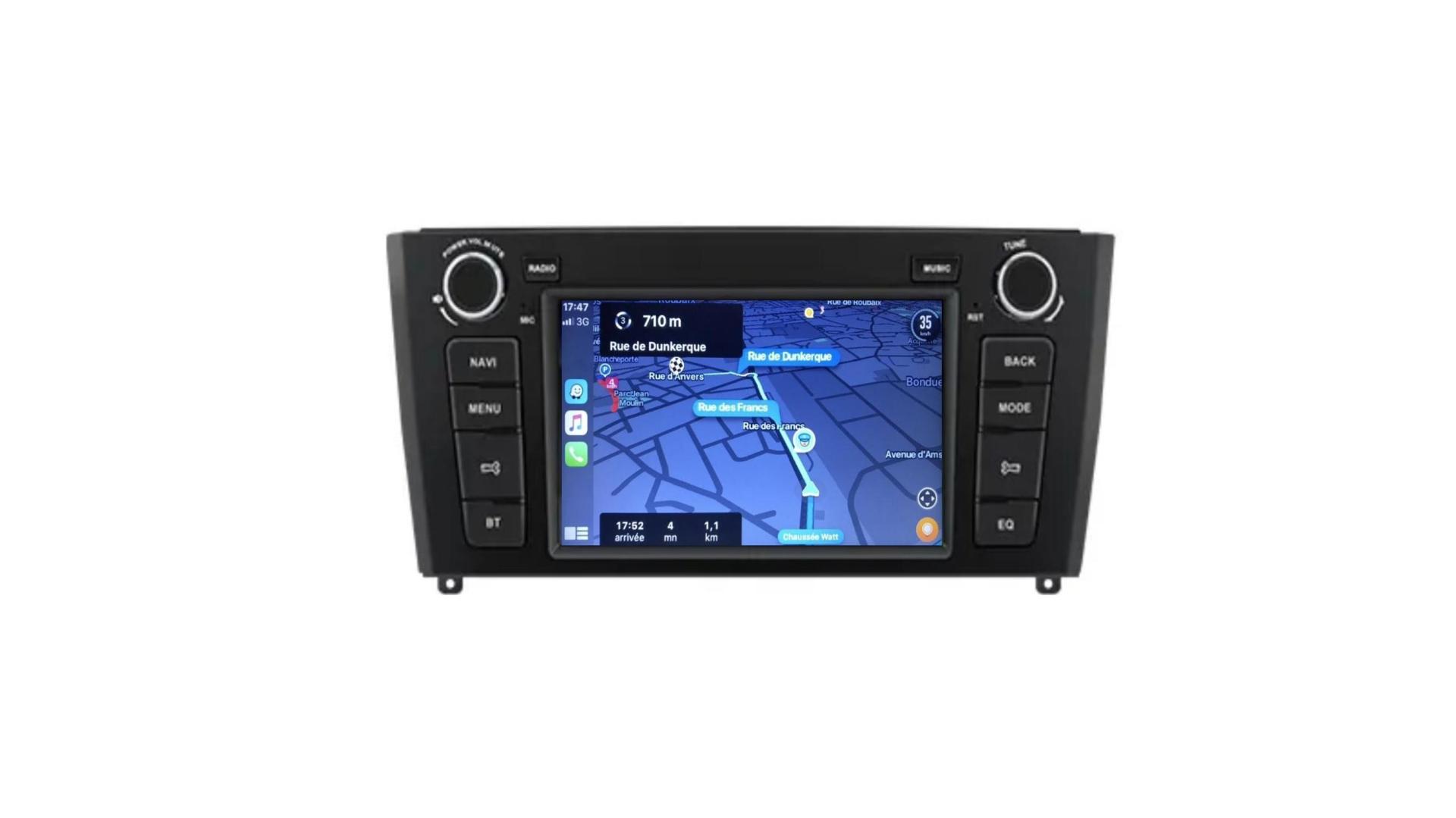 Autoradio tactile GPS Bluetooth Android & Apple Carplay BMW Série 1 E81,  E82, E87, et E88 de 2004 à 2012 + caméra