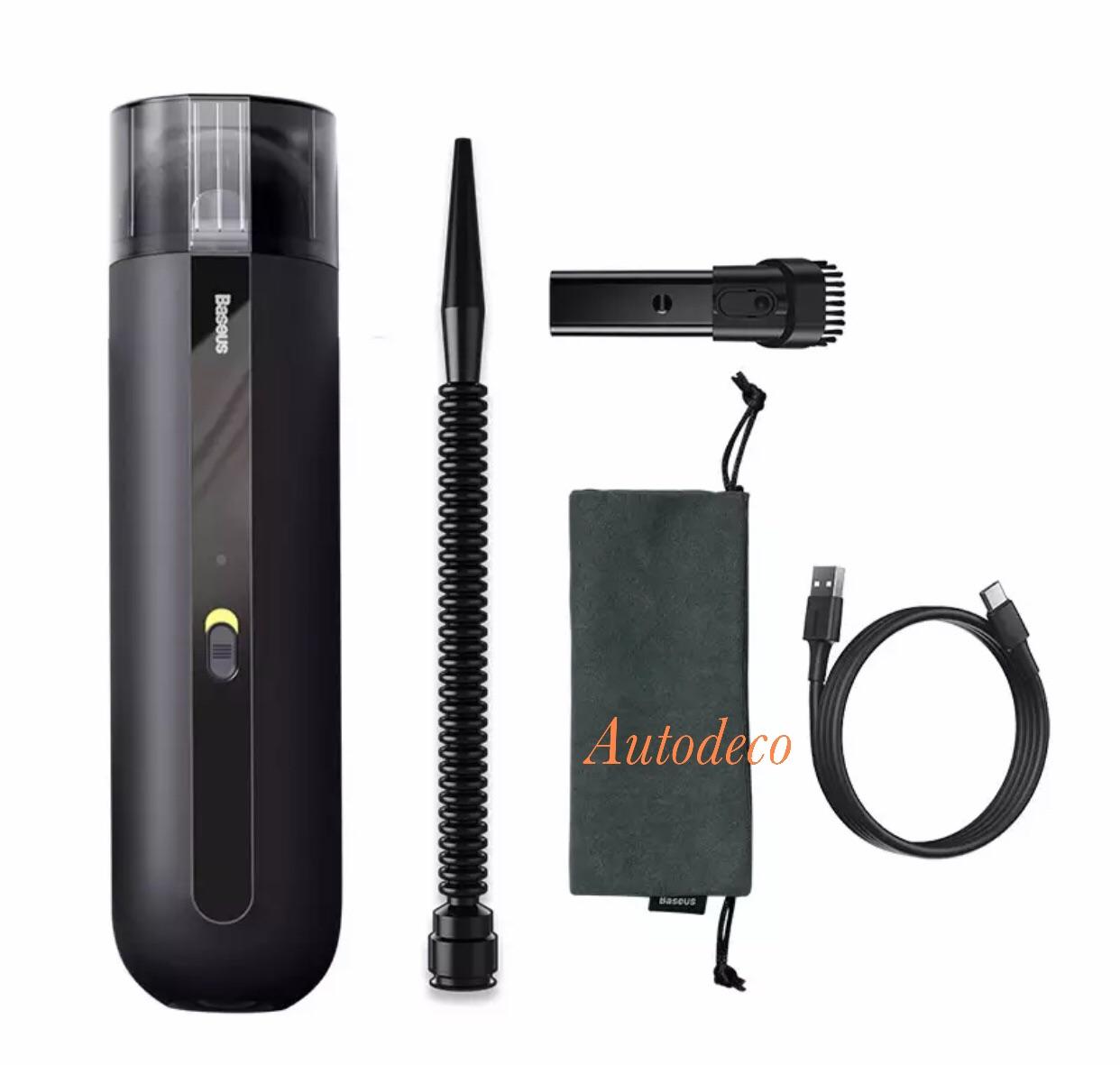 Mini aspirateur portable sans fil voiture avec brosse souffleur sac de rangement couleur noir 