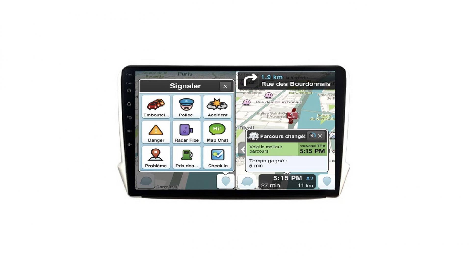 Autoradio full tactile GPS Bluetooth Android & Apple Carplay Peugeot 208 et  Peugeot 2008 de 2012 à 2019 + caméra de recul