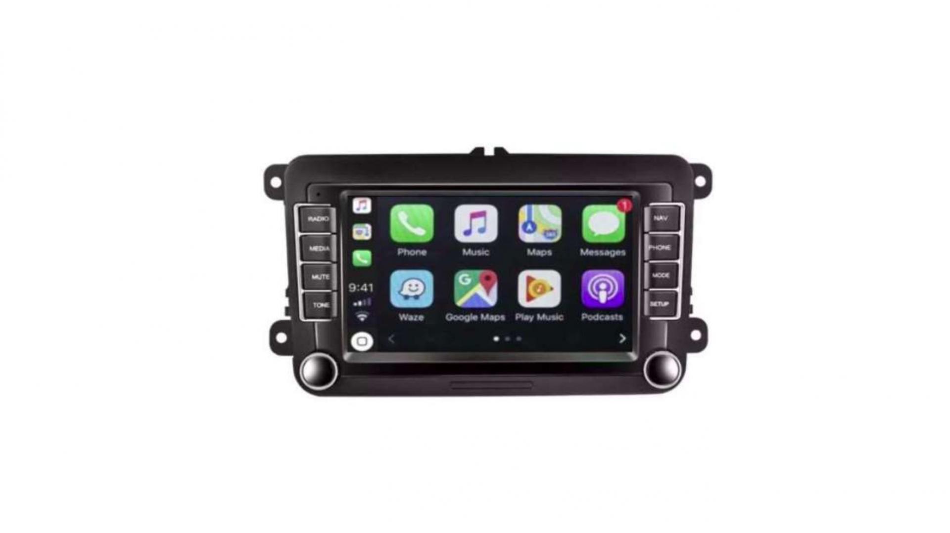 Autoradio tactile GPS Bluetooth Android Apple Carplay VW Golf  5,6,Touran,Tiguan,Passat,Transporter T5,T6,Polo,Scirocco,Beetle,EOS + caméra